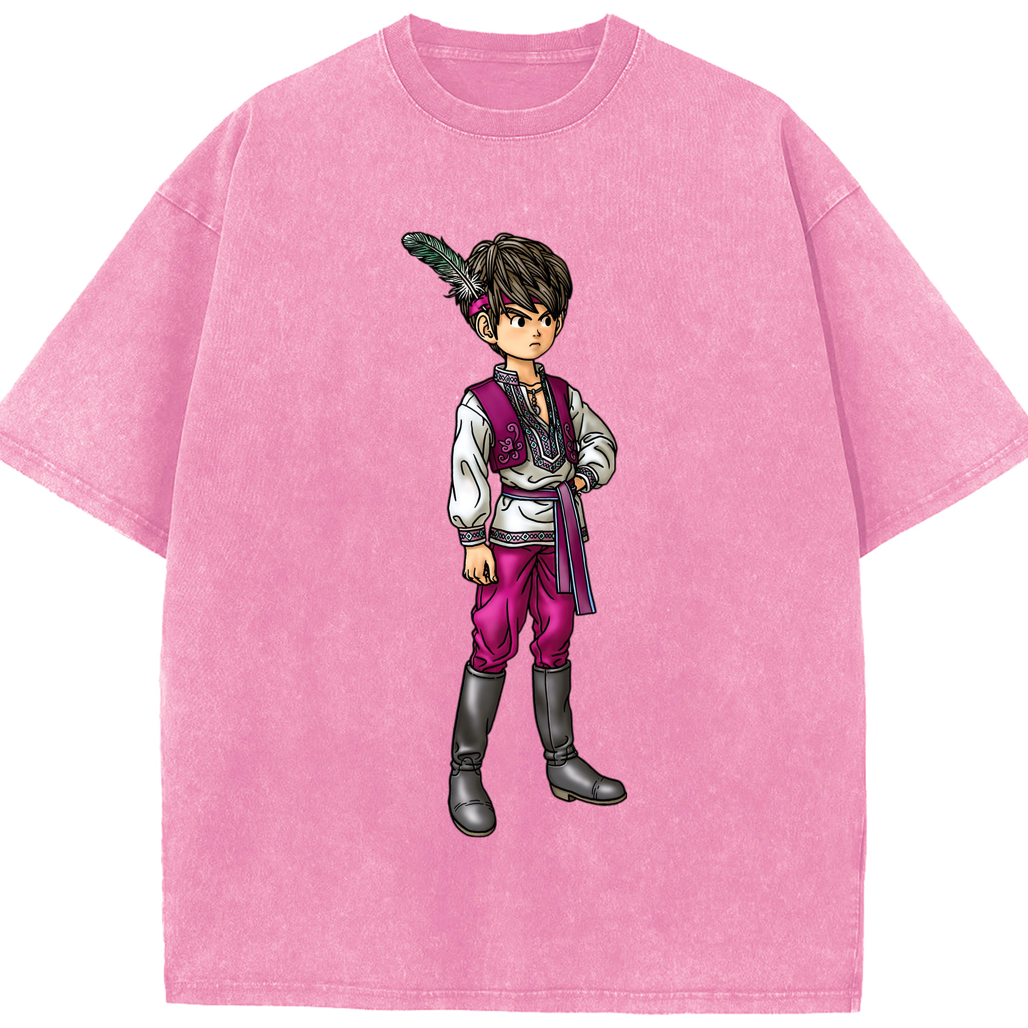 （画像用） ドラゴンクエスト Doragon Kuesuto Dragon Quest 綿100% ヴィンテージ風 半袖Tシャツ（フロントプリント）